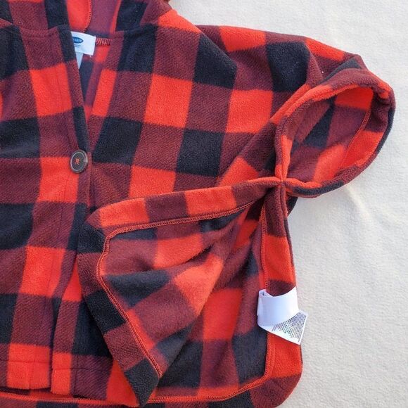 Old Navy red and black buffalo plaid cape coat with hood - Picture 4 of 10